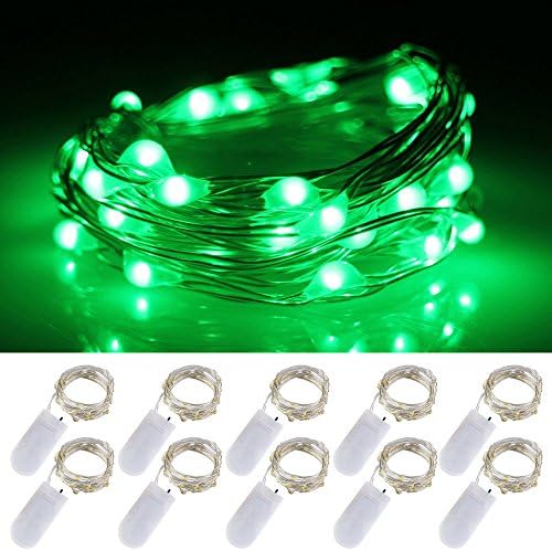 LXINGS Battery Operated Micro String Lights 10 Sets of 2M/20LEDs Silver Wire Starry Rope Fairy Bottle Light For Christmas Holiday Party Costume Wedding Centerpiece Decoration(Green)