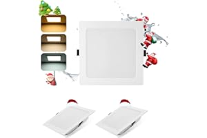 Grebeam Lot de 2 Spot LED Encastrable Extra Plat 16W, Spot Salle de Bain, IP44, Carré, 3000K/4000K/6000K, spot LED Plafond pour Cuisine Salon, Trou 145-160mm