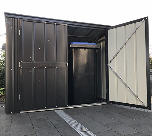 Globel Industries Metallgerätebox und Mülltonnenbox 7x3 Anthrazit // 236x101x132 cm (BxTxH) // Aufbewahrungsbox und Gartengerätebox