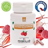 Raspberry ketone complément minceur 400mg / gélule | Pur concentré de cétone de framboise | Brûle graisse et facilite la perte de poids | 90 gélules végétales | Fabriqué en France MironLab