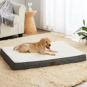 WNPETHOME Dog Beds for Large Dogs, Orthopedic Dog Bed for Medium Large Dogs, Egg- Foam Dog Crate Bed,Dog Mattress with Removable Washable Cover & Non-Slip Bottom ?Dog Bed Large 36 x 27 x 3 inch Grey?