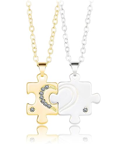 LOZTBUE 1 paio di collane puzzle con anima gemella, regalo romantico per coppie, unisex, collana a forma di cuore, regalo di San Valentino e compleanno