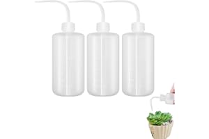 SHUXIA 3pcs Squeeze Bottle,Safety Wash Bottle Tattoo Bottleswith Scale Labels Plastic Lab Squeeze Bottles,Plastic Squeeze Bottles,250ML Squeeze Bottle with Bend Nozzle for Plant,Tattoo Supplies,Lab(white)