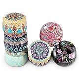 CGBOOM Boîtes de Rangement, Petite Boîtes Conteneur Métal avec Couvercle pour Bijoux, Sucre, Biscuits, Thé, Voyage, Épices, Cadeaux de Mariage Anniversaire und Petits Objets (Round Lot de 6)