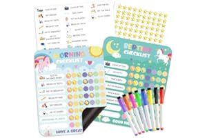 WATINC 154 piezas calendario diario para niños Unicornio Reward Chart Bedtime Daily Rutine Gráfico para niños responsabilidad Daily Schedule Board Daily Visual Planner Chore Chart para Home School