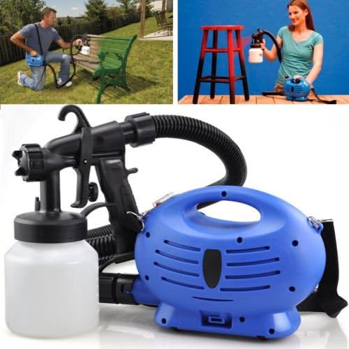 Electric Paint Sprayer System Zoom Spray Gun Painting Fence Bricks Outdoors.