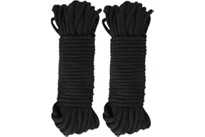 SHOWAY LVE 2Pack 10 M/33 Feet 8 MM All Purpose Rope Soft Cotton Rope Cord Thick Cotton Twisted Cord (Black)
