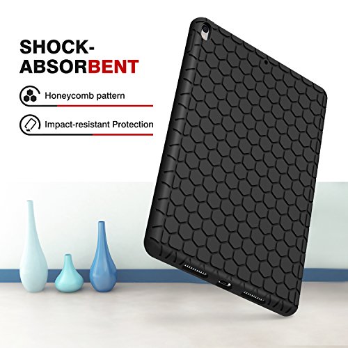 MoKo Hülle für iPad Pro 10.5 Zoll 2017 – [Honey Comb Series] Lightweight Silikon Case Stoßfest [Kids Kinderfreundlich] Schutzhülle für Apple iPad Pro 10.5 Tablet, Schwarz - 5