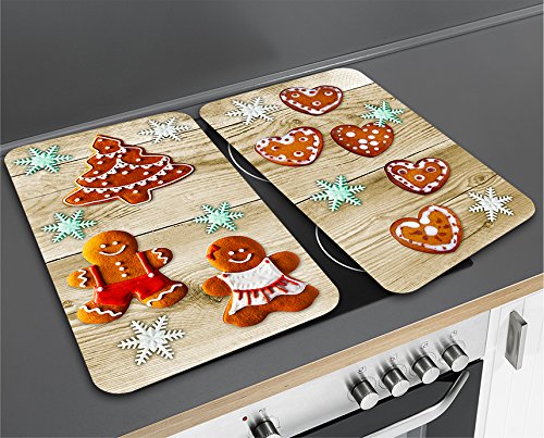 Wenko 2521490500 Herdabdeckplatte Universal Lebkuchen, 2-er Set, Gehärtetes Glas, mehrfarbig, 30 x 52 x 4,5 cm - 2