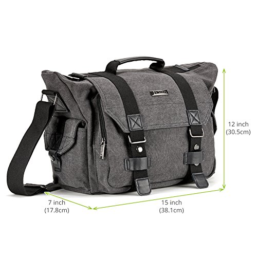 Evecase Grand Sac d   paule Universel en Toile avec Housse de pluie pour Appareil Photo  Cam  ra  Digital Reflex Num  rique  DSLR-Gris