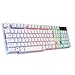 Produktbild YUYOUG Gaming-Tastatur, Wasserdichte Bunte LED-Sprünge beleuchtet dreifarbige kühle, hintergrundbeleuchtete USB-Kabel-PC-Regenbogen-Gaming-Tastatur (Weiß)