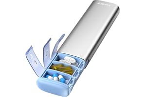 Vaydeer Pastillero semanal de 7 días, pastillero de viaje de metal, gran capacidad, bonito pastillero diario para suplementos, píldoras, vitaminas y medicamentos
