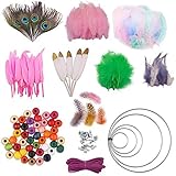 Colle Capteur de Rêves Kit de Fabrication Attrape Rêves À la main Traditionnel avec Boucle de Bohème Colorée pour Loisirs Créatifs avec Cordon et Perles Colorées