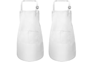 FODLON 2Pièces Tablier Enfants avec Poches, Réglables Kids Tablier de Chef pour Garçons Filles, Bambin Tablier de Cuisine Cuisson, Enfant d'artiste Tablier pour Artisanat Peinture BBQ (7-13 Ans)