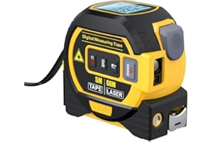 Misura di Nastro Laser Geevorks Telemetro Laser 60 m 3 in1 5m Misuratore di Nastro Righello Display LCD con Retroilluminazione Misuratore di Distanza Dispositivo di Misurazione(senza batteria)
