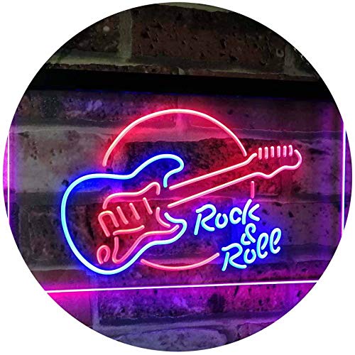 ADV PRO Rock & Roll Electric Guitar Band Room Music Dual Color LED Neon Sign Blue & Red 400 x 300mm st6s43-i2303-br