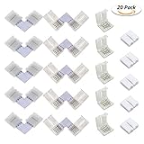 Fixget 20 Pcs LED Connettore, L a Forma di Connettore LED Connettori Strisce LED 10mm Connettore SMD 5050/3528 RGB Luce a Nastro a LED (LED Connector)