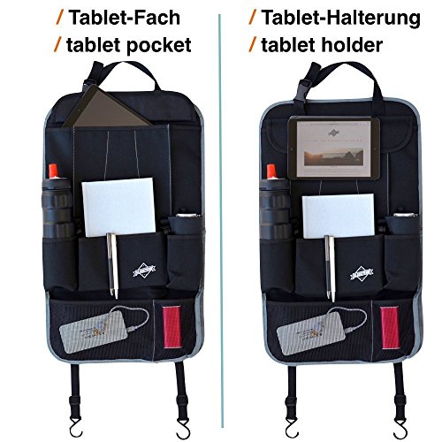 Auto-Rückenlehnenschutz (2 Stück) Sitz Organizer | Auto-Organisator Kinder | Auto-Organizer mit iPad / Tablet-Fach, 2er Set – Rücksitz-Schoner von Globeproof® - 4