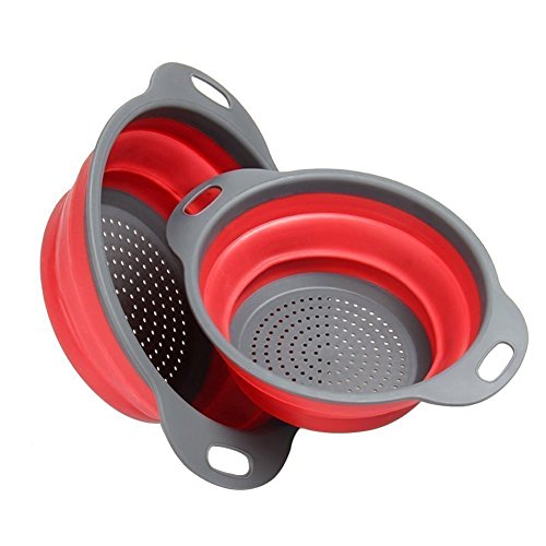 Faltbarer Seiher, GegeStyle 2 Stück Collapsible Silikon Sieb Faltbare Abtropfsieb