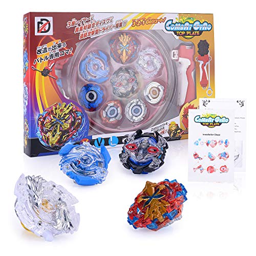FORMIZON Beyblade Burst, 4 Pcs Conjuntos de Metal de Gyro Spinning Fusión 4D, Gyro Launcher con Estadio, Regalo para Niños