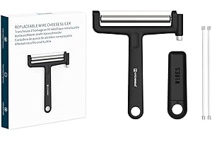 KITCHENDAO Affettatrice per formaggio sostituibile, 50% fili più forti con meccanismo di fissaggio a filo di seconda generazione, taglierina per formaggio regolabile, facile sostituzione, lavabile in