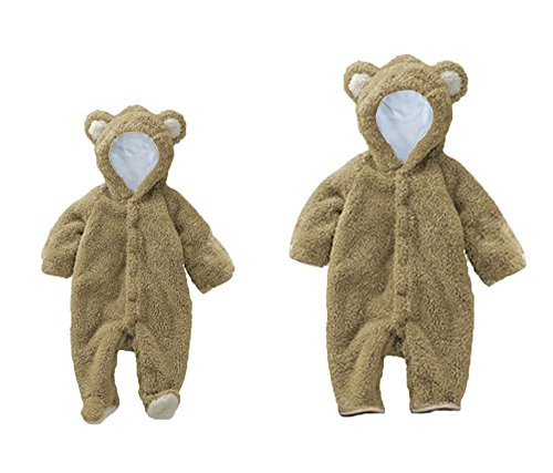 Womdee Baby Toddler Winter Fleece Romper Playsuits Onesies (Khaki,80/6-9M) With Womdee Accessory
