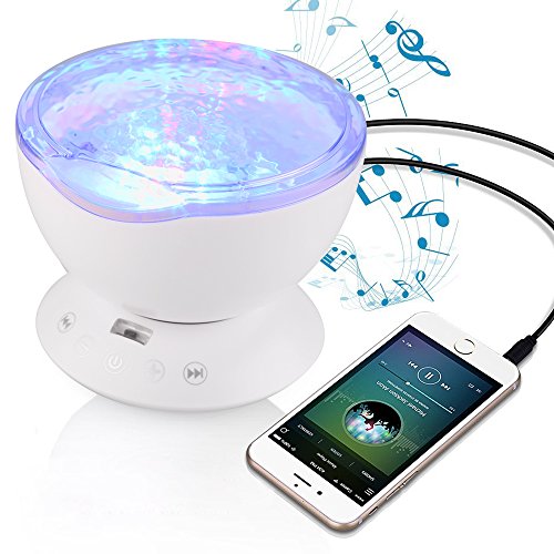 Ocean Wave Projektor LED 7 Farben Nachtlicht Neuheit USB Lampe Nachtlicht Illusion Remote Music Player Schlaf für Baby Kinder
