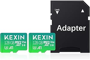 KEXIN Carte Micro SD 128 Go Carte Mémoire 2 Pièces 128Go microSDXC Full HD & 4K UHD UHS-I U3 V30 A1 Lot de 2 Micro Cartes SD Stockage Externe pour Smartphone Android, Tablette (Adaptateur SD Inclu)