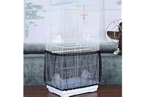 ready Bird Cage Net Cover Bird Cage Seed Catcher Guard Universal Birdcage Cover Nylon Mesh Net for Parrot Parakeet Macaw Lovebird African Grey (Black)