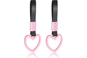 EIOUMAX JDM Ring Heart Shaped Car Handle Straps,Rear Bumper Warning Rings for Subway SUV Track Bus Interior and Exterior Decoration-2pcs (Pink)