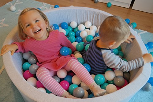 Bällebad Ballpool Kugelbad Bällchenbad Bällchenpool Kinder Pool mit 150 Bällen (Farbe der Bälle: weiß,grau, türkis) - 6