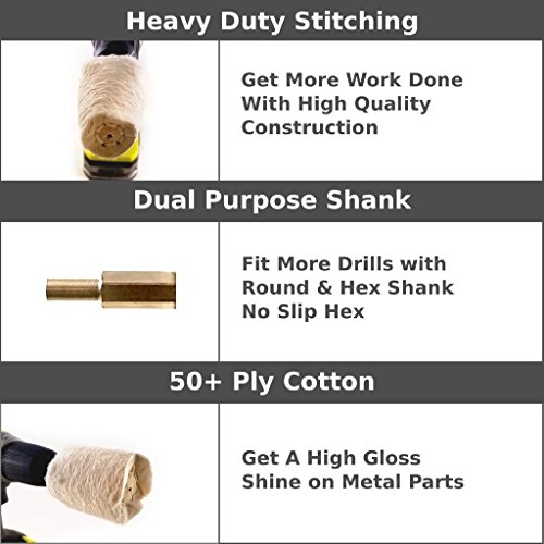 SPTA 9-teilig Hartmetall Reinigung & Polieren Mop Rad Set Fur Rotary Werkzeug Manifold, Aluminium, Edelstahl, Chrom - 3