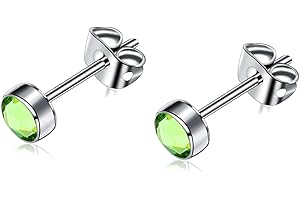 ARTSKIN Orecchini a bottone in titanio G23 per orecchini da donna Orecchini a bottone con zirconi ipoallergenici in cristallo 3mm/4mm/5mm/7mm Orecchini da uomo per orecchie sensibili