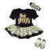 Kirei Sui Baby Gold Sparkle First Birthday Bodysuit Tutu Shoes Large Black