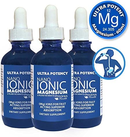 Precious Health Ultra Potent High-Strength Nano Ionic Liquid Magnesium 3 x 60ml Triple Pack - Good for High Blood Pressure, Healthy Heart, Diabetes, Migraine Relief, Insomnia & General Fatigue