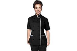 Uniformates Kurze Ärmel Damen Damen Tailored Fit Kochmantel Jacken
