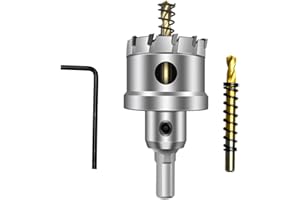 ASNOMY 40 mm T.C.T, Broca para sierra perforadora con punta de carburo de tungsteno para metal, con 2 brocas para metal duro, acero, hierro, madera, plástico