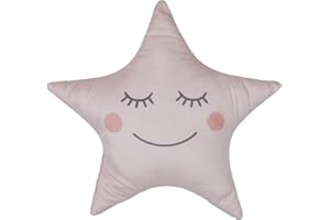 HOME DECO KIDS Cojín de Estrella, Rosa, 44 x 37 cm, para niños, decoración de habitación Infantil
