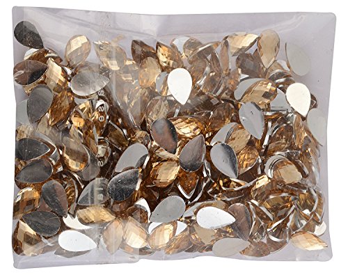 AM Drop Shape Crystal Edged Golden Kundans Stone for Jewellery Making/Decorating and Crafts - Pack of 400 Stones