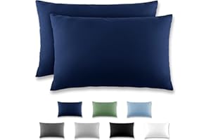 REDKEY Funda Almohada- Juego de 2 Fundas Almohadas 40x70 cm, con Solapa (sin Cremallera), Transpirable Suave Antiarrugas de Microfibra - Azul Oscuro