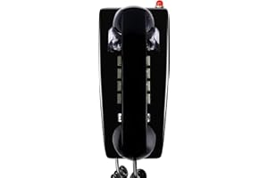 Sangyn Retro Wandtelefon mit Metallklingel – Vintage Telefon schnurgebunden, analog, mit Lautstärkeregler – Ideal für Zuhause, Küche, Hotel, Büro, Schwarz