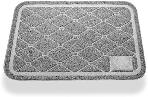 Cat Litter Mat Phthalate Free - Large (35x23 in) 10mm Thick - Strong Material - Nonslip - Litter Free - Repels Odors, Liquid - Soft - Easy top Clean - Use Under Litter Box (Grey)