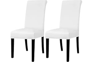 Lellen Dining Chair Covers Set of 2, Stretch Chair Covers Dining Chair Slipcovers Removable Washable Reusable Home & Kitchen Decor Protector Dining Room Chair Covers,White