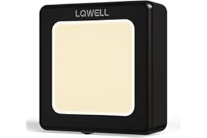 ‎LQWELL LQWELL® Lampka Nocna z Gniazdem Składana z Czujnikiem Zmierzchu, Lampka Nocna z Regulowaną Jasnością, Automatyczne Światło Gniazdowe, Światło Orientacyjne (Czarny, 1 Sztuka)