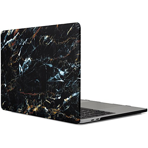 iDOO MacBook Schutzhülle / Hard Case Cover Laptop Hülle [Für 2016 MacBook Pro 13 Zoll mit/ohne Touch Bar und Touch ID: A1706 und A1708] - matt, Schwarzer Marmor (mit gold-blauer Masserung)