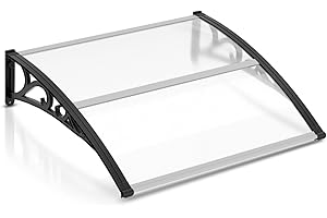 EINFEBEN Vordach für Haustür 120 x 100 cm Pultbogenvordach Transparent Polycarbonat Pultvordach Überdachung 5 mm, PP Halterung,Türdach für draußen Sonnenschutz Regenschutz