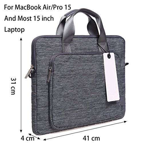 Simtyso ShockProof Neoprene Sleeve Case(11,6, 13.3, 15.4Zoll) Ultrabook /Netbook Business Laptop Netebook Laptophülle Notebooktasche Schultertaschen Schutzhülle Hülle Sleeve Tasche für Apple Macbook Air, Macbook Pro Retina,Surface Pro, iPad Protective Carrying Hüllen Bag(15.4zoll,grau) - 2