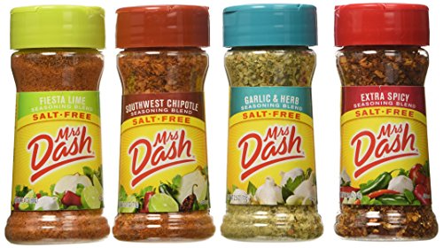 Mrs. Dash Extra Spicy(2.5oz), Southwest Chipotle(2.5oz), Garlic & Herb (2.5oz) and Fiesta Lime (2.4oz) Salt-Free Seasoning (Bundle)