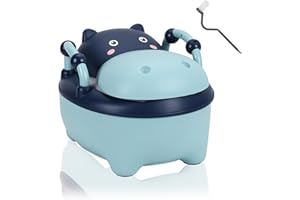 Eulenke Nilpferd Theme Töpfchen für Kinder ab 1-6 Jahre, Jungen Kindertoilette Baby Toilette, Typ der Schublade Baby Potty Klo mit Bürste Spritzschutz Deckel, Toilettentrainer Kindertöpfchen(Blau)