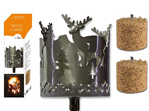 Fackel Gartenfackel Hirsch 140 cm Feuerschale Metall + Stiel + 2 x Brennmittel 63601 F77